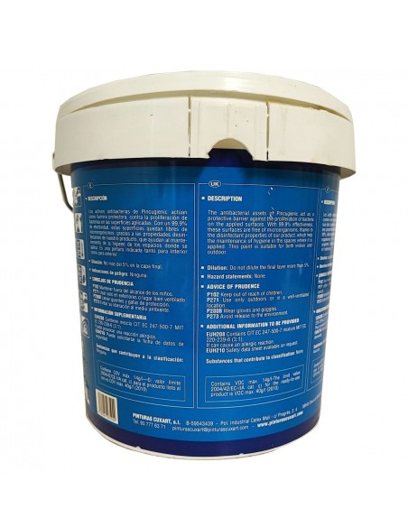 Pintura Antibacterias acrílica PINCUGIENIC trasera información