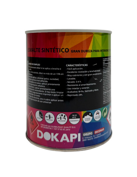 Esmalte Sintético DOKAPI Satinado Lata pequeña reverso